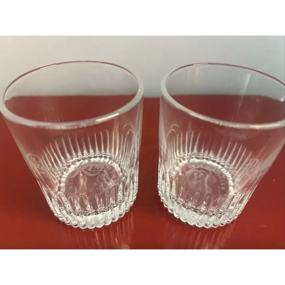 2 Crown Royal Royal Diamond Cut Embossed‎ Whiskey Rocks Glass Made In Italy Set